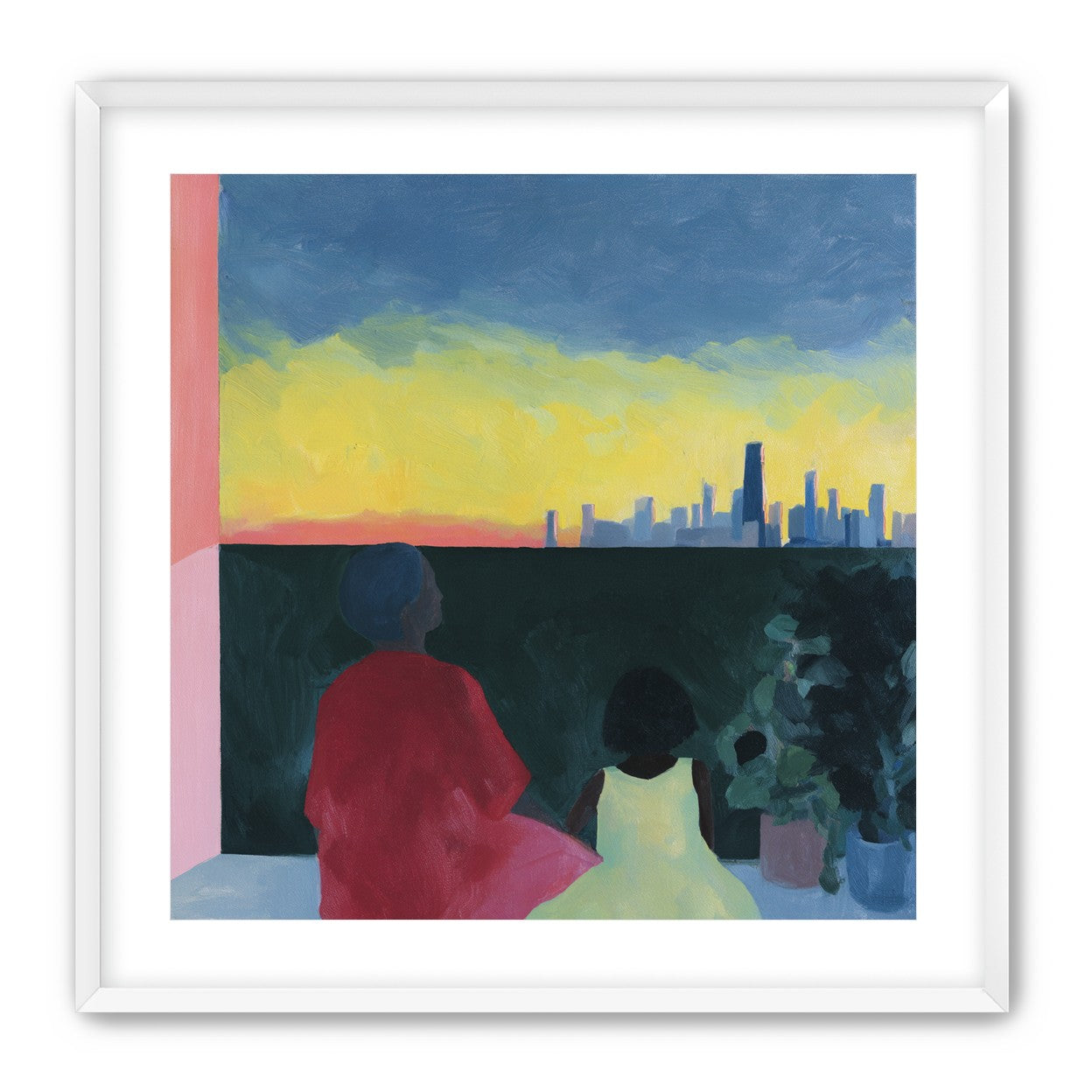 Yellow sky over the skyline