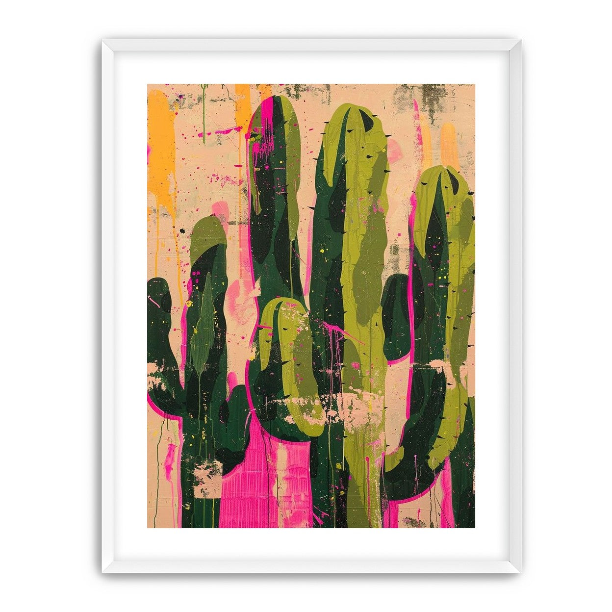 Cacti within pink drips