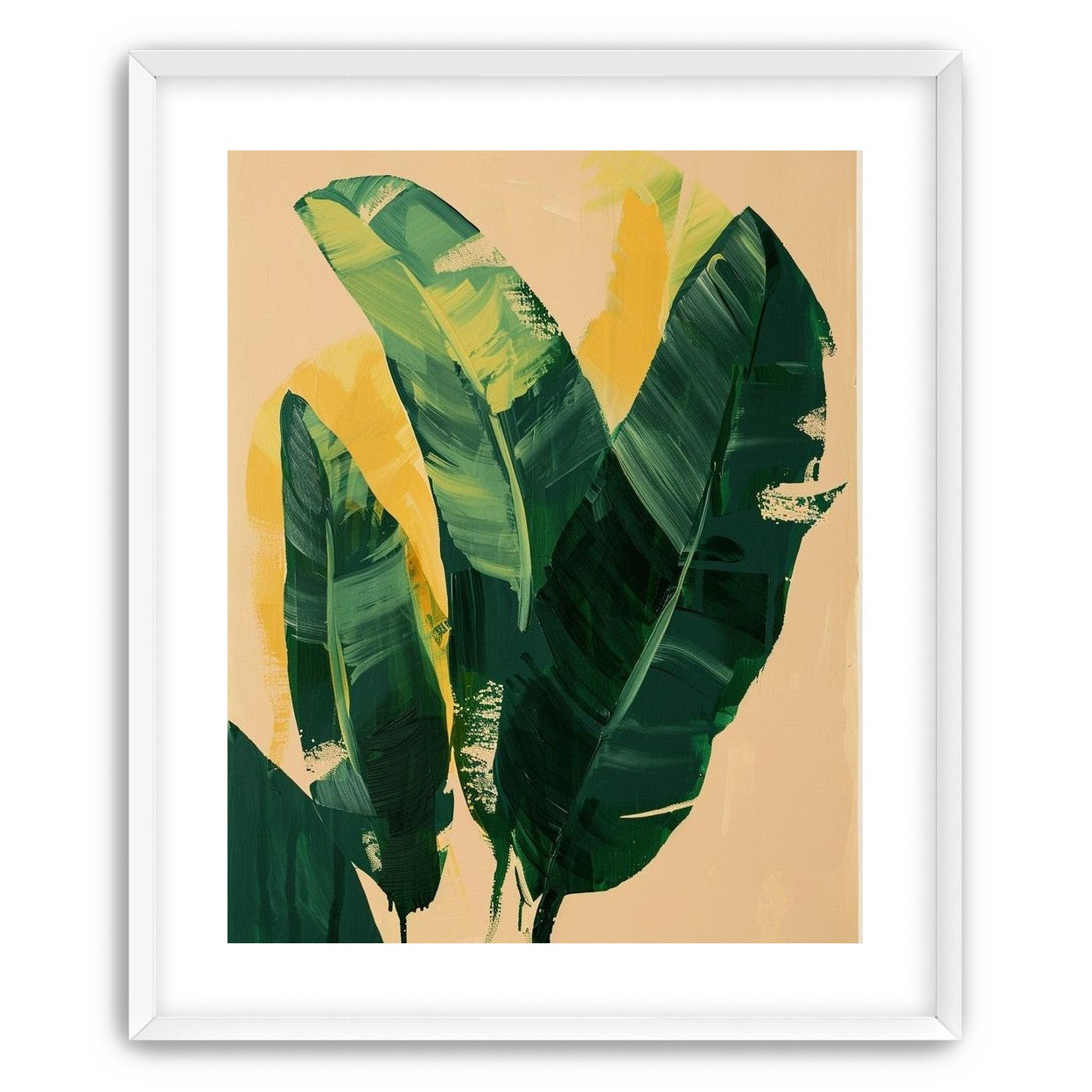 Green leaves in warm haze