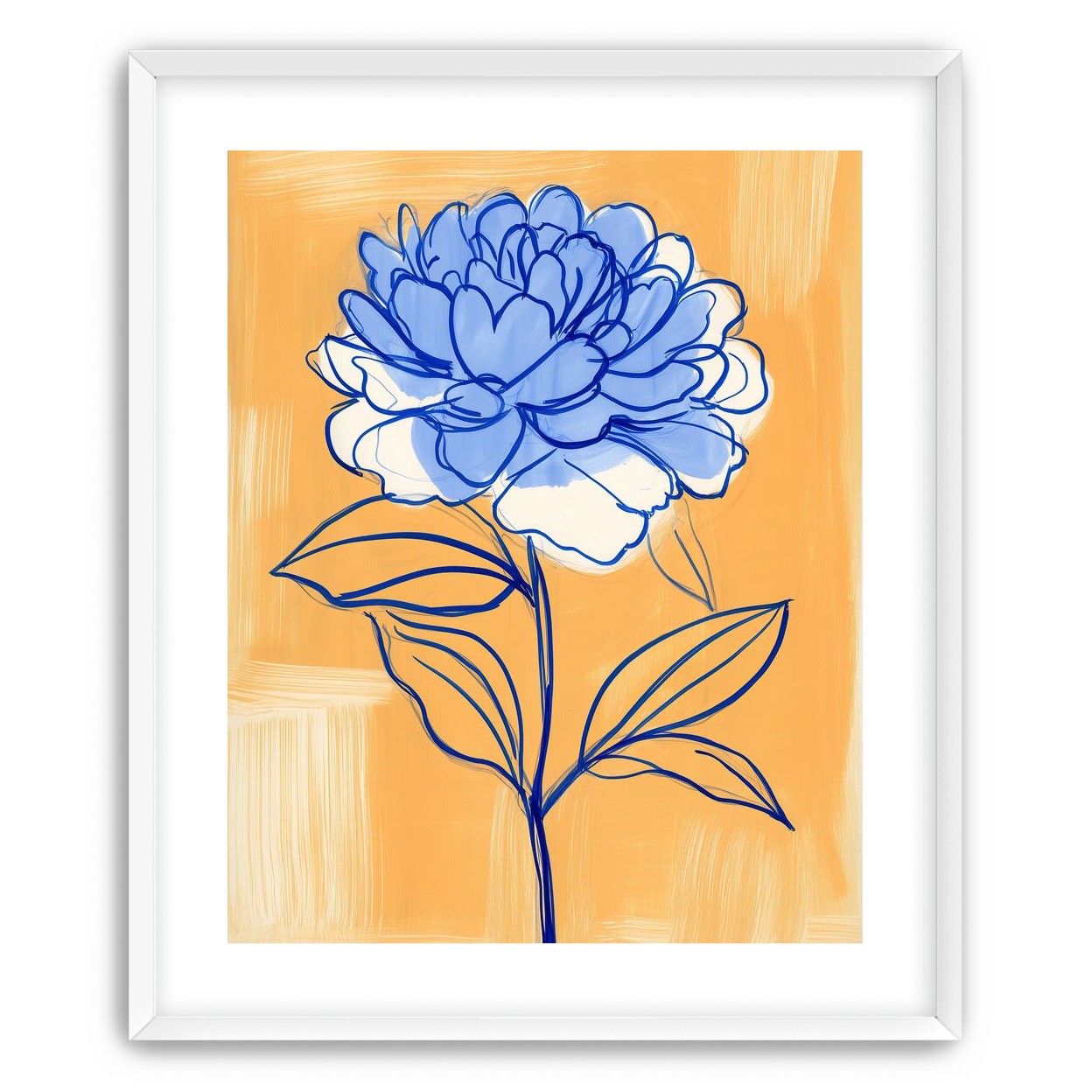 Blue Flower on Orange Field