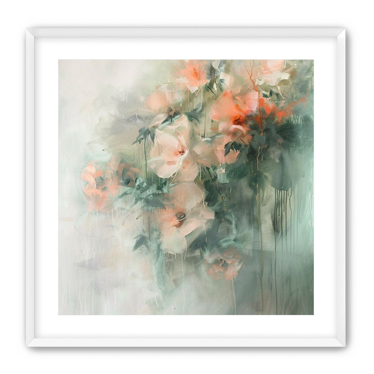 Pale flowers within the mist