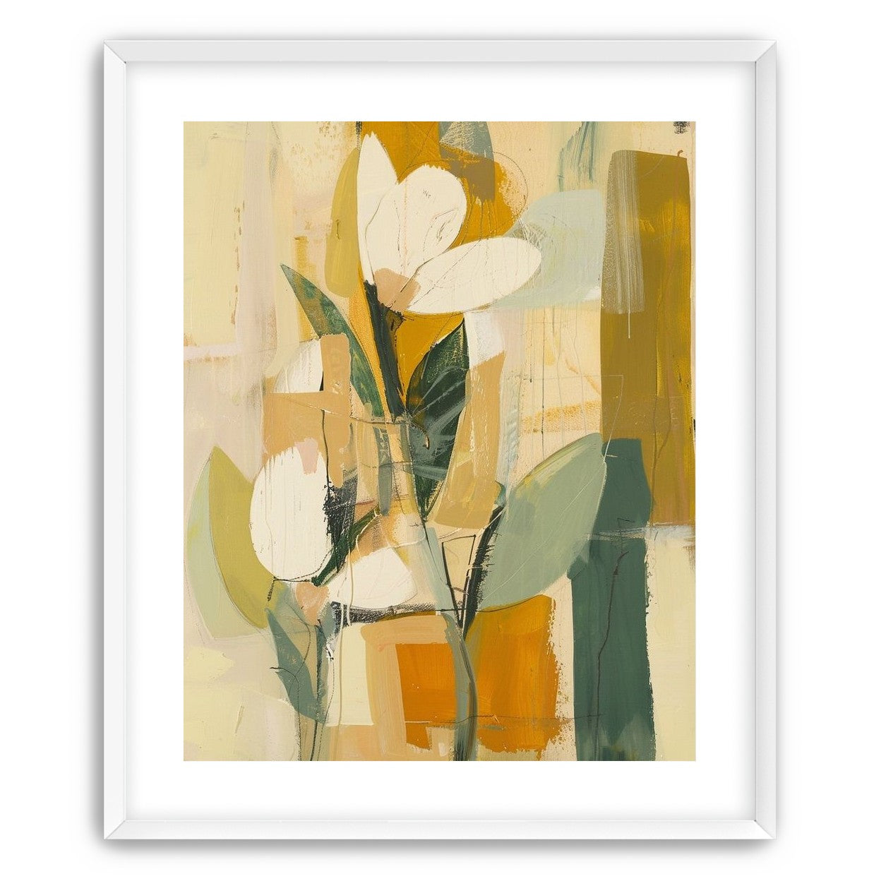 White forms within ochre blocks