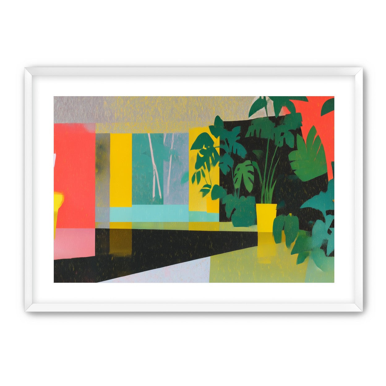 Green leaves in red light