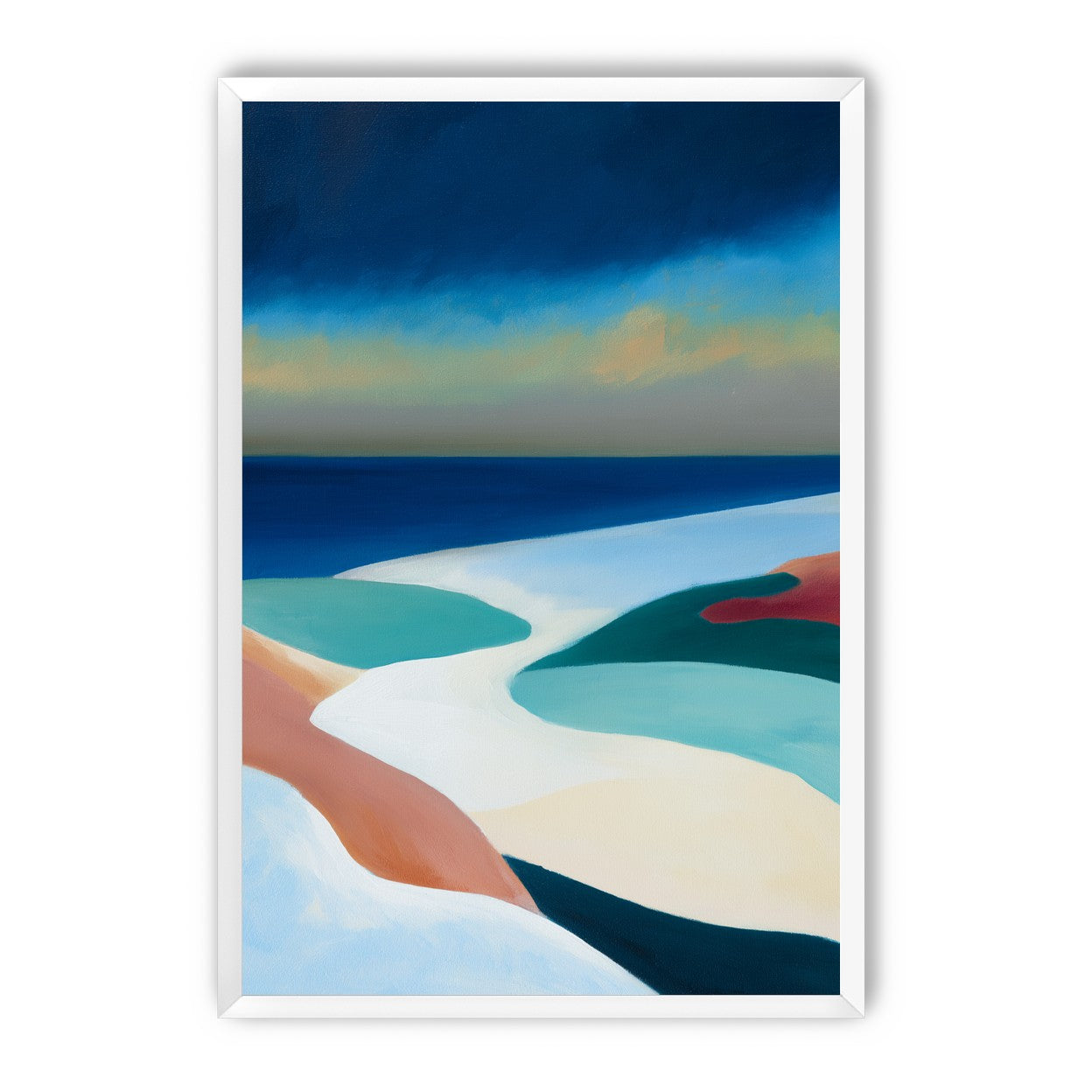 Sandbars under a heavy blue sky