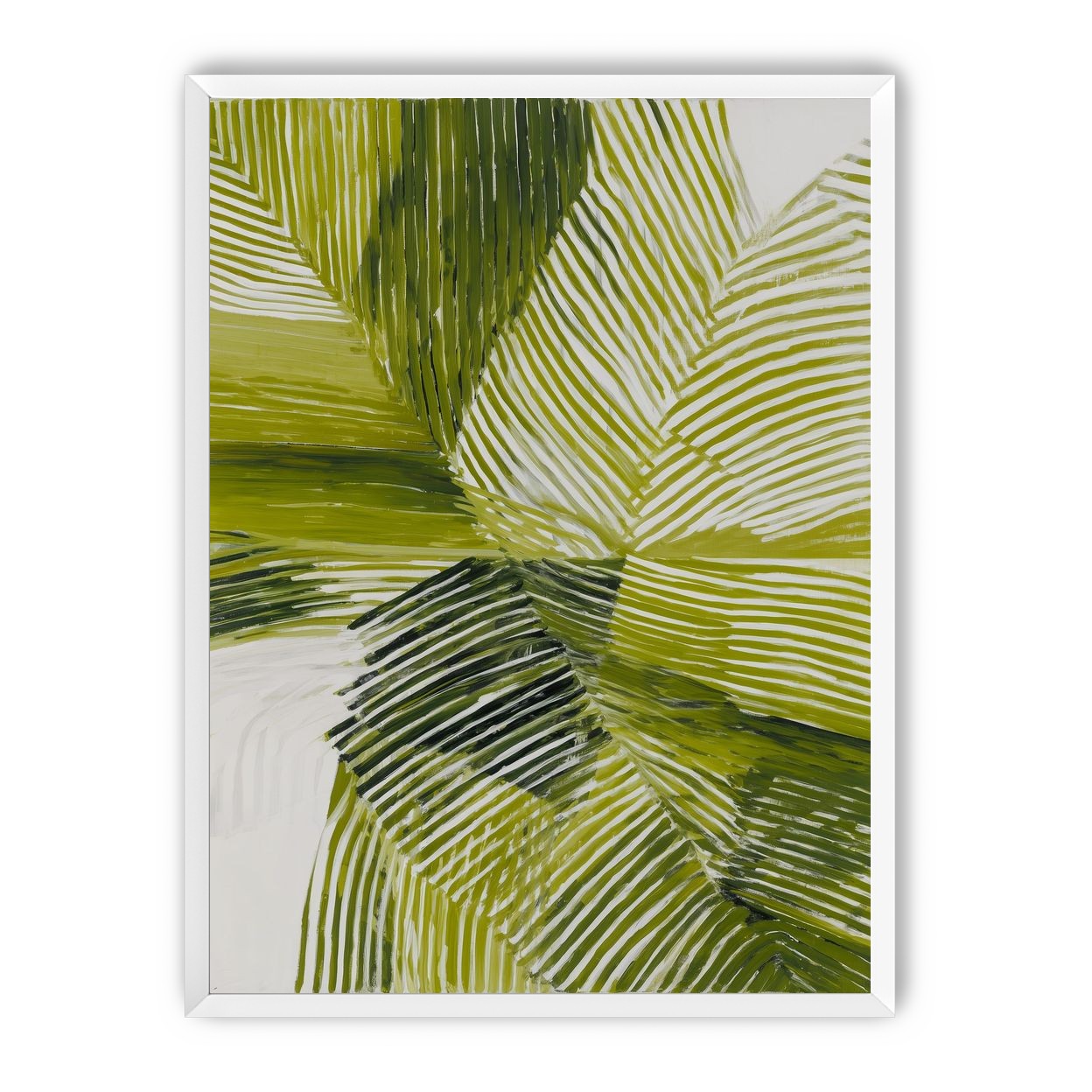 Green bands crossing white ground