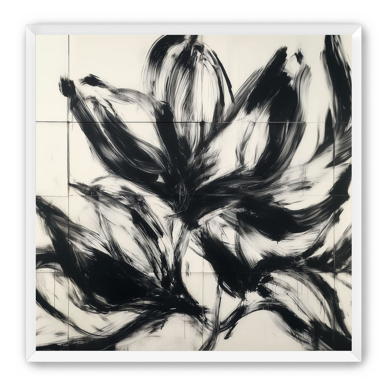 Black petals on pale grid