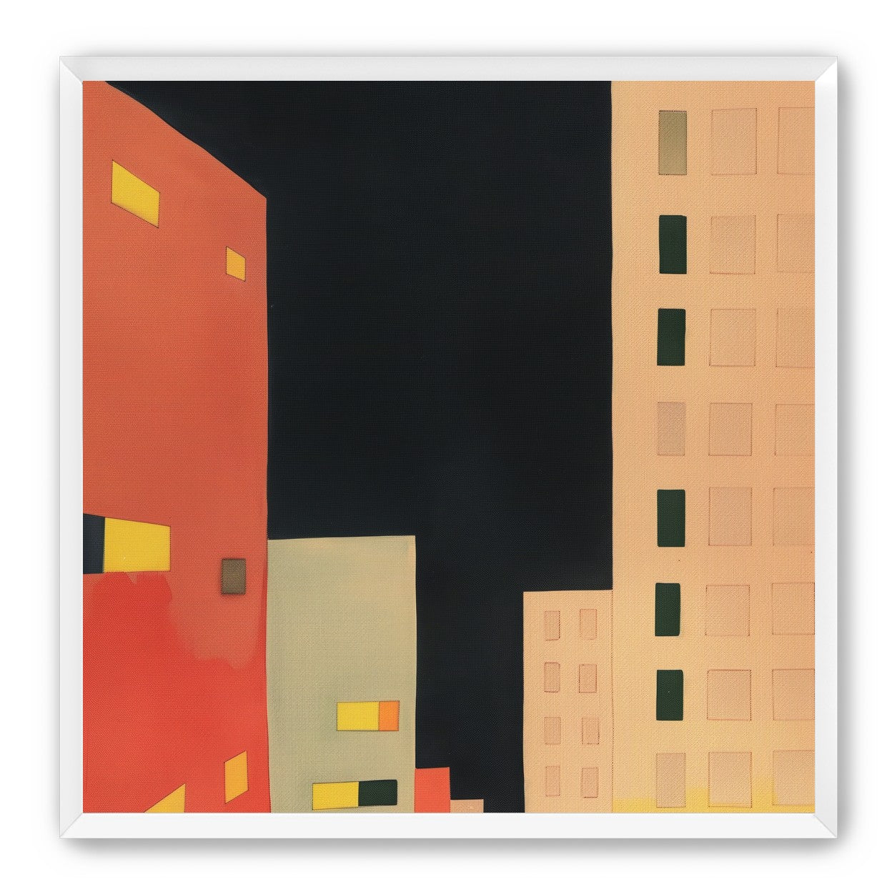 Lit windows in black sky