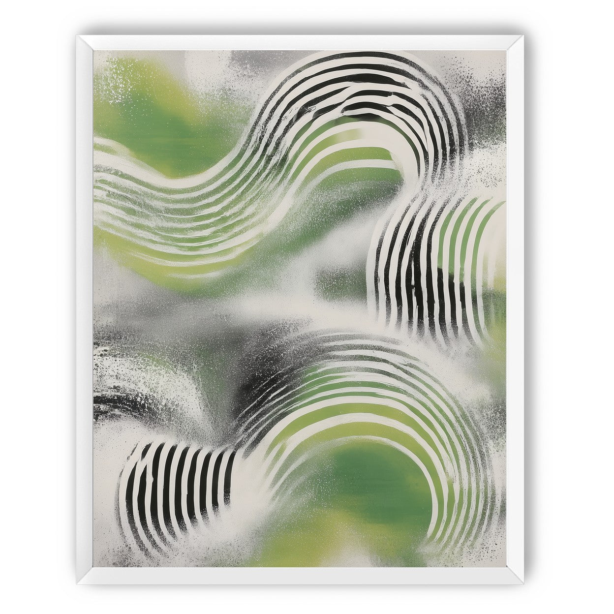 Sprayed green under stripes