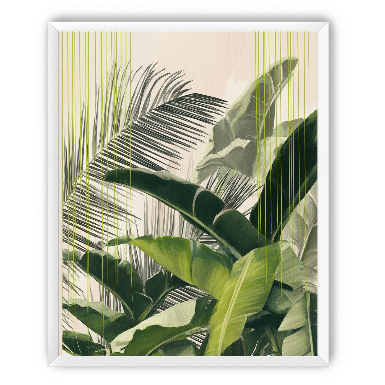 Green drips over palms