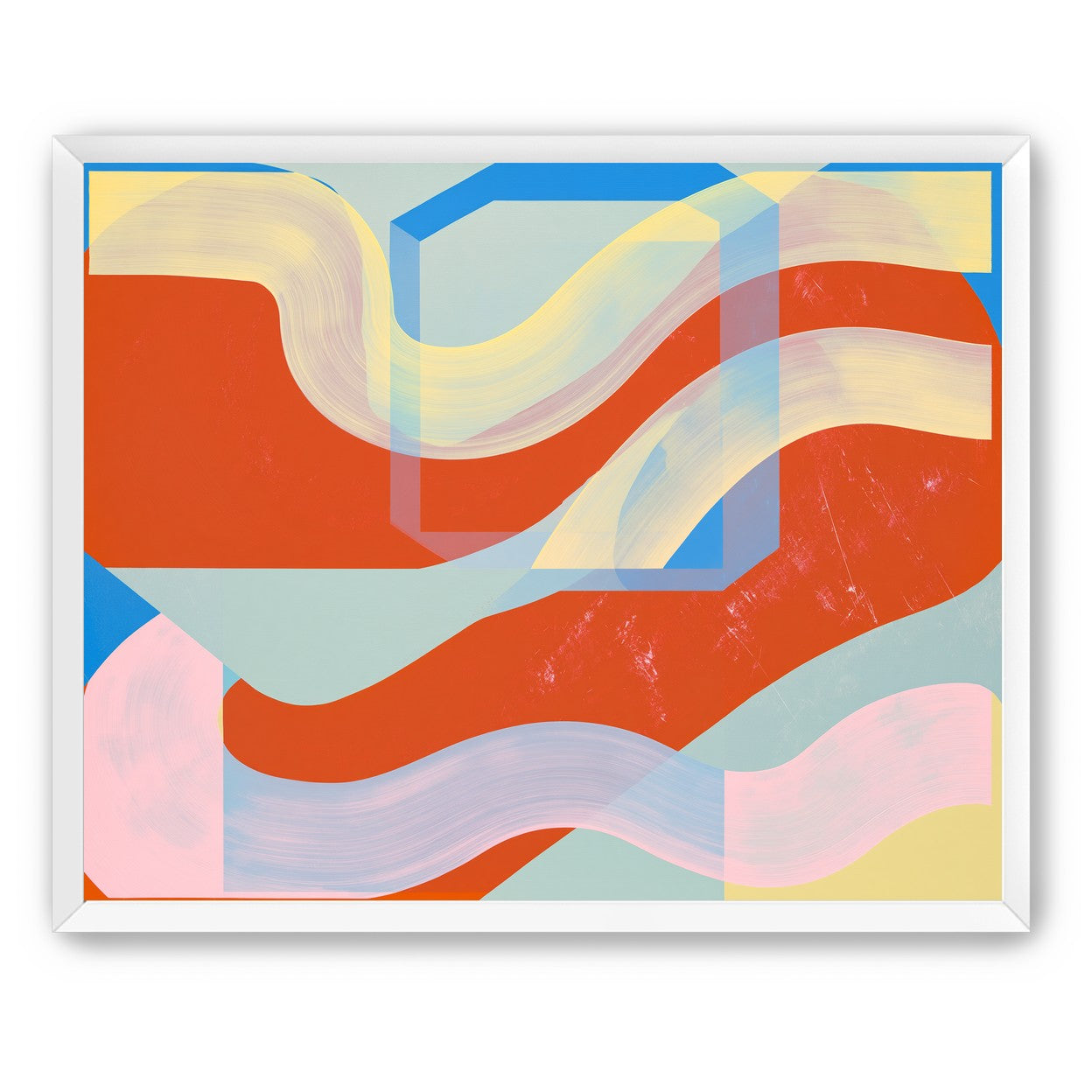 Translucent bands over red blocks