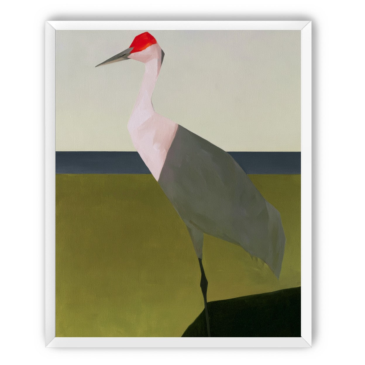 Red crown crane at the shore