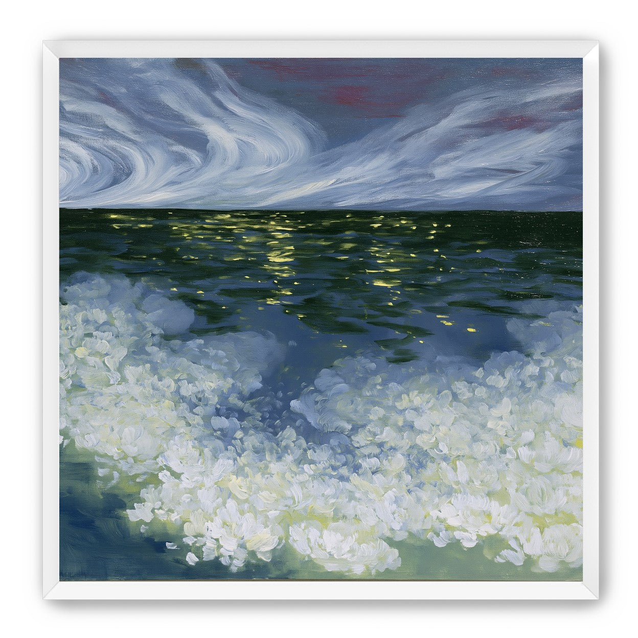 Foam and starlight at sea