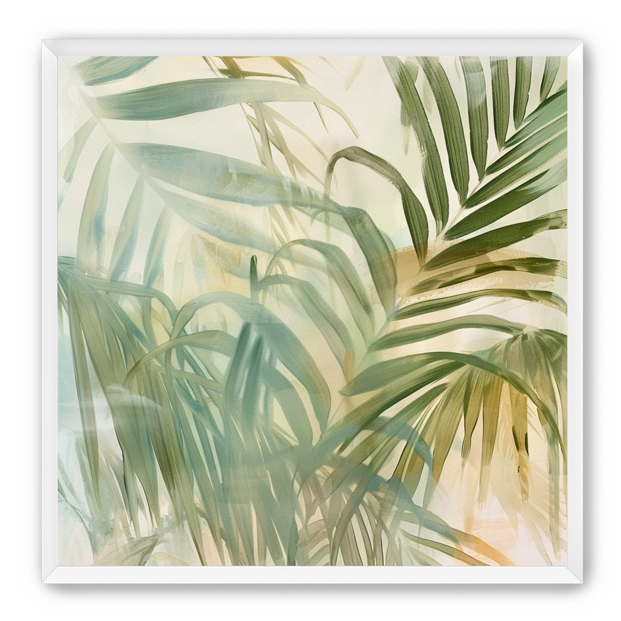 Palm leaves in pale wash