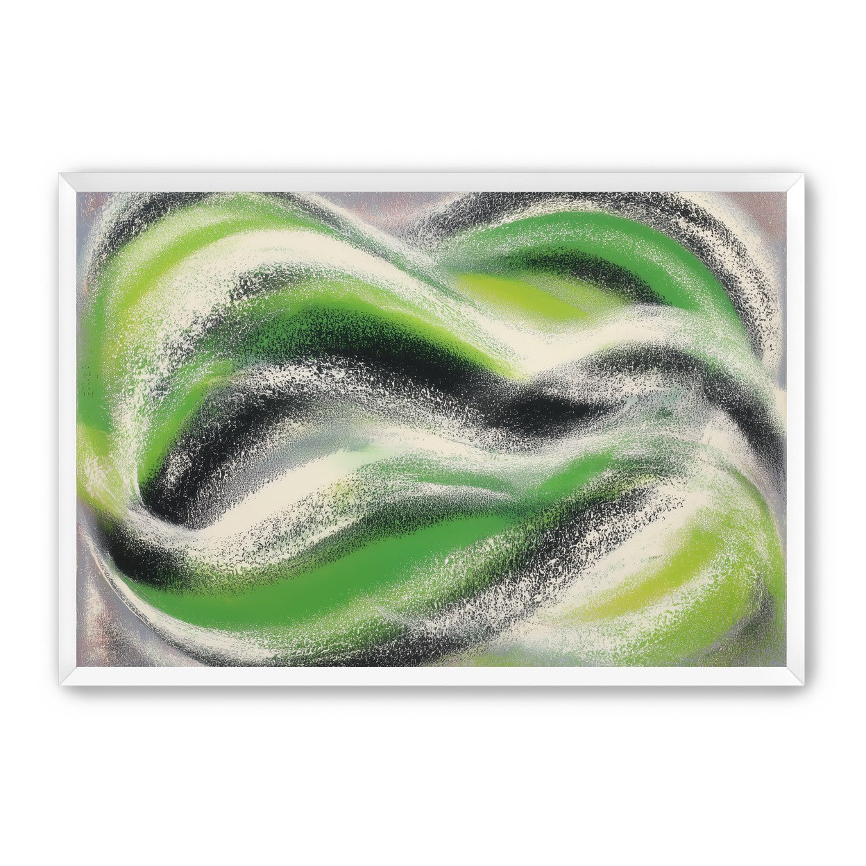 Green bands under white spray