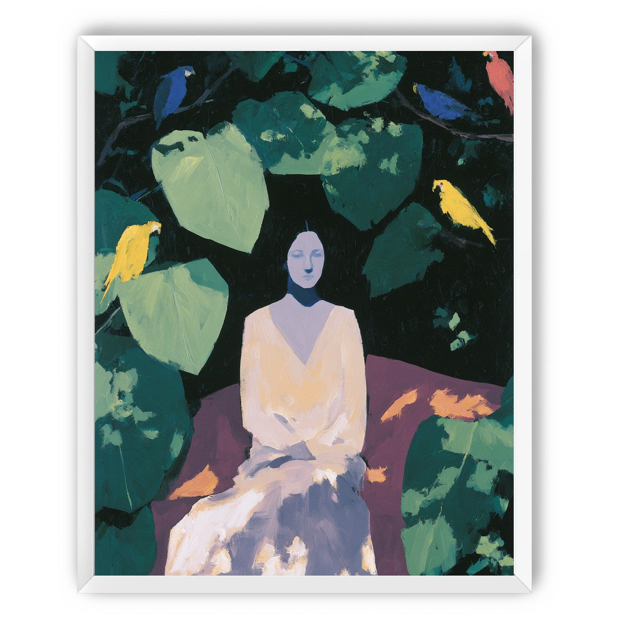 Pale dress under green leaves
