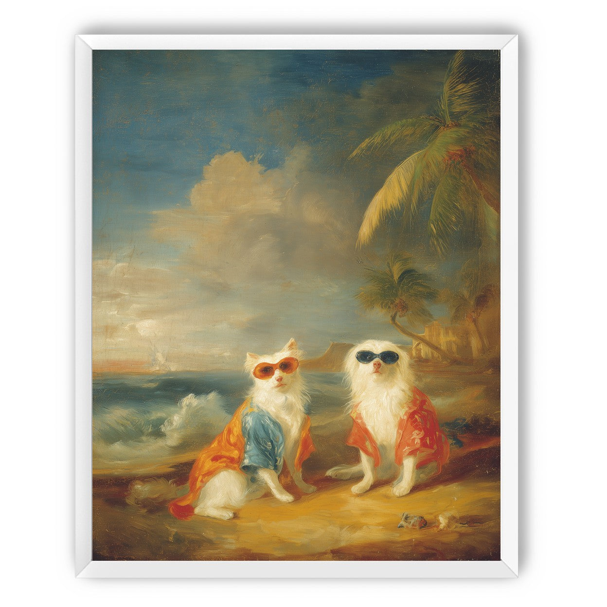 Sunglasses cats on the beach
