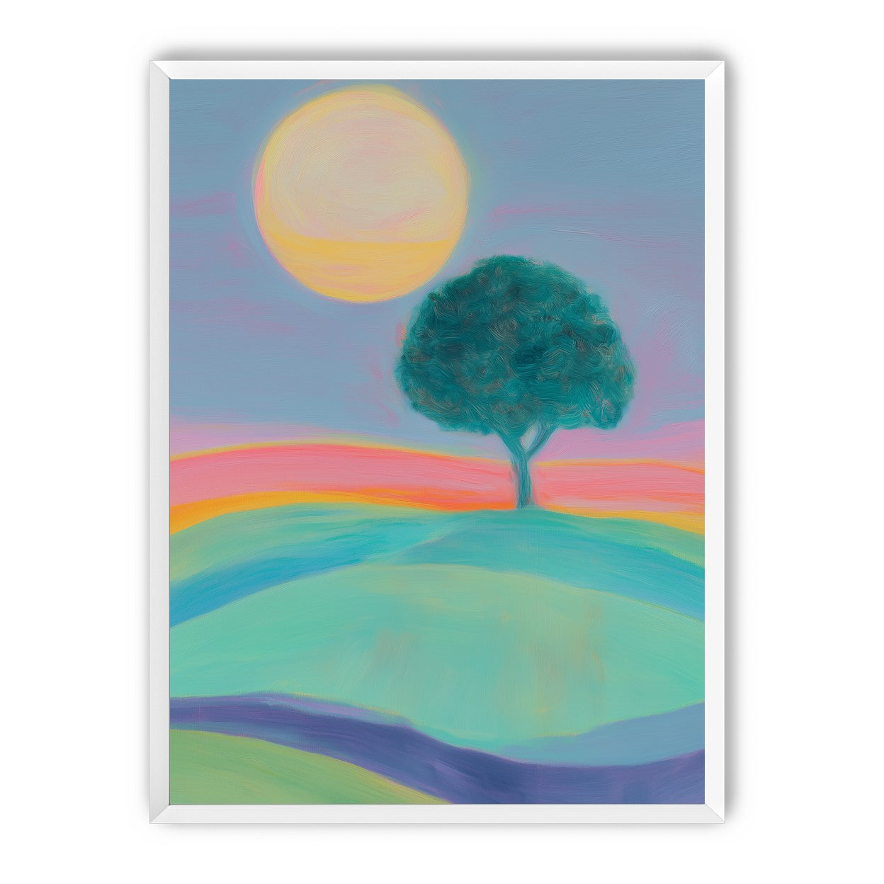 The sun behind the tree