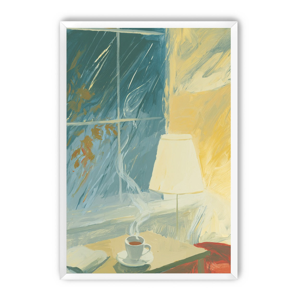 Steam against the rainy window
