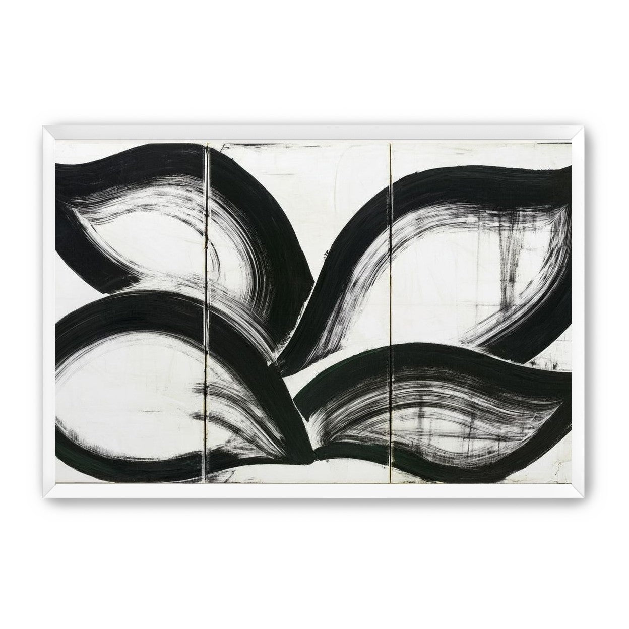 Black arcs across white panels