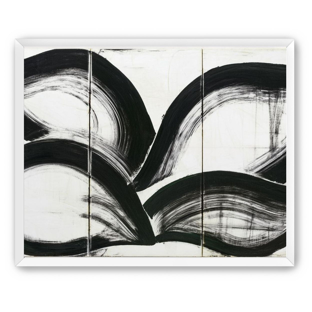 Black arcs across white panels