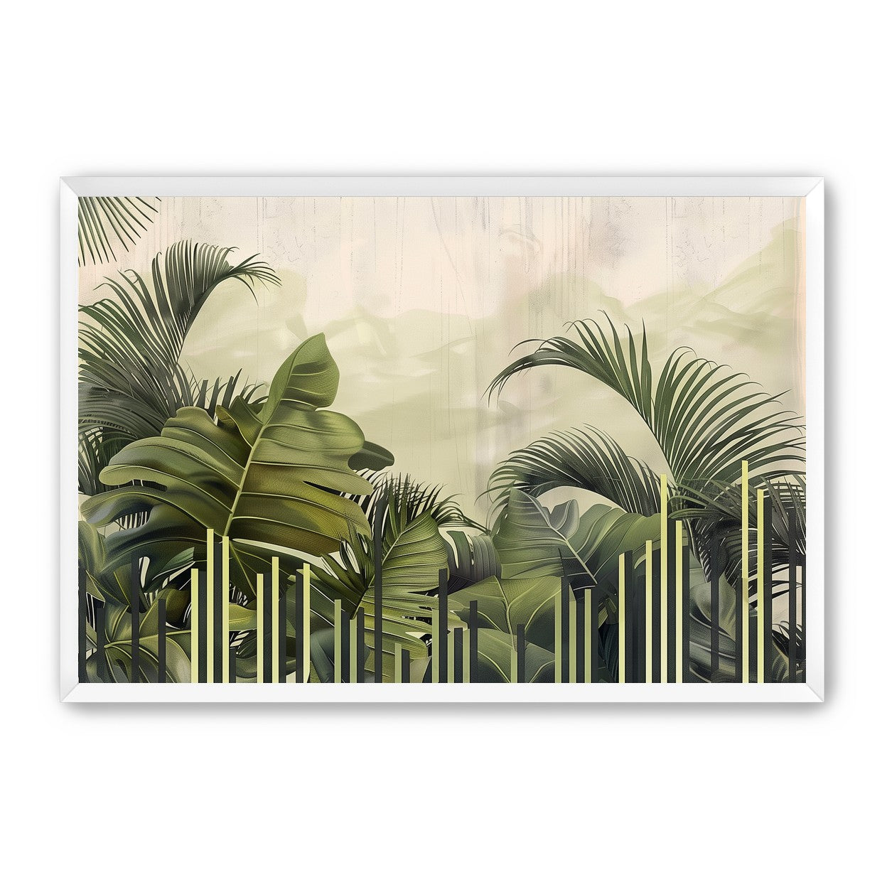 Pale sky over green fronds