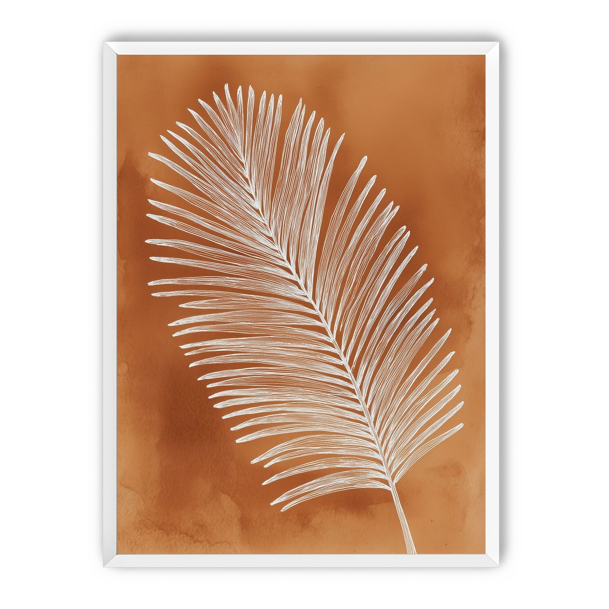 Palm frond in white ink