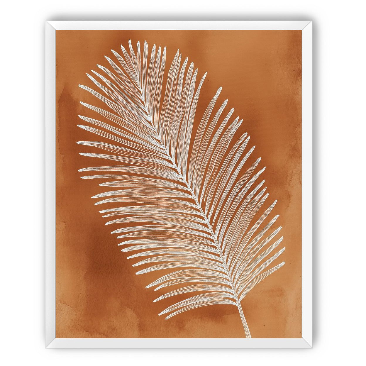 Palm frond in white ink