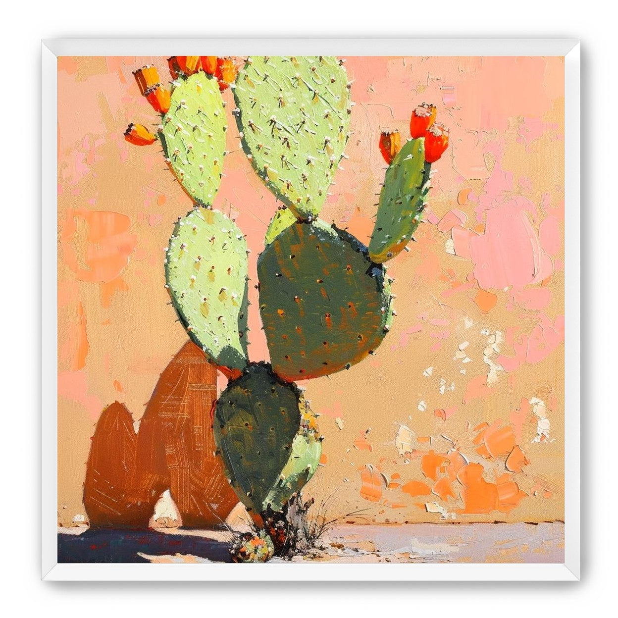 Prickly pear in sunlit plaster