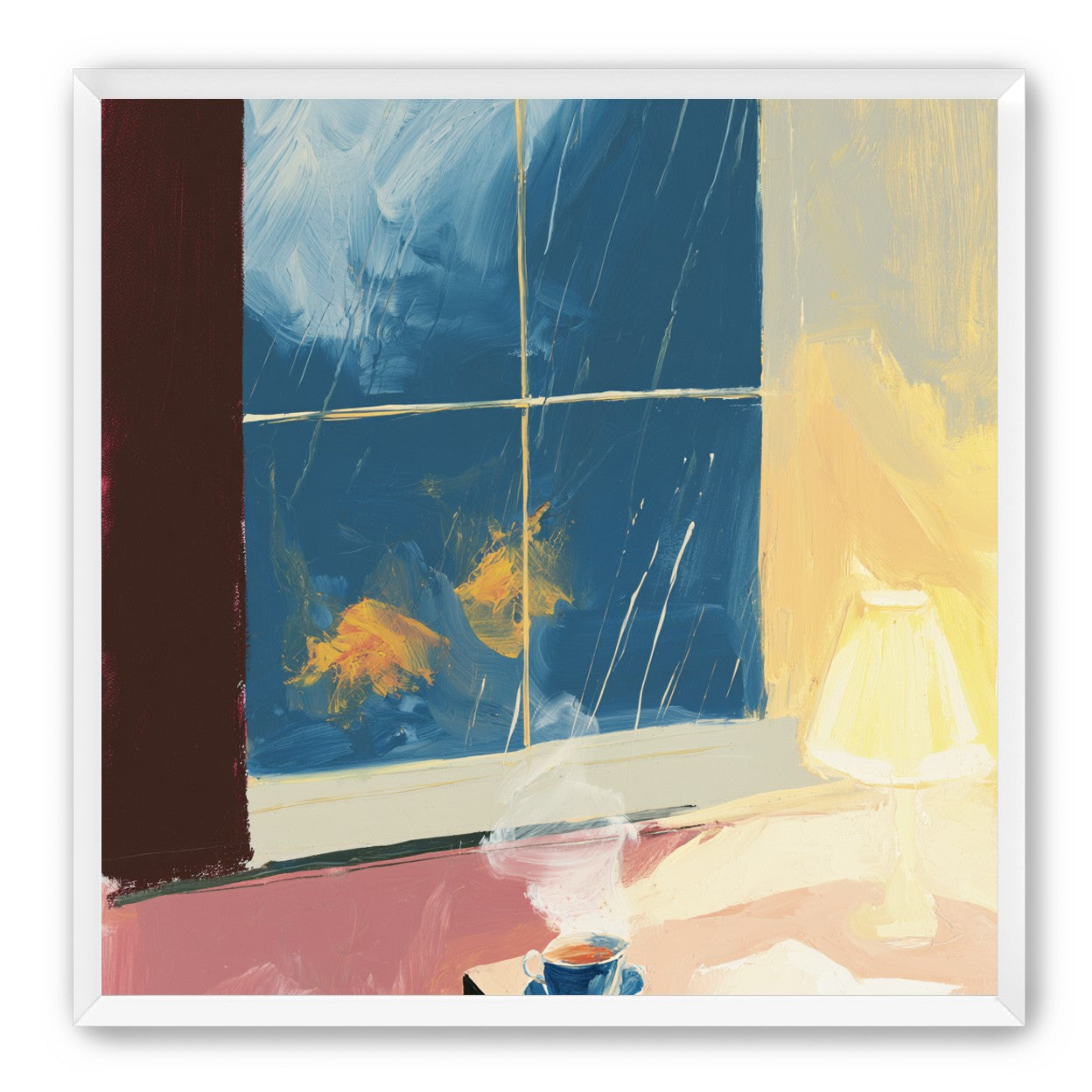 Lamplight on the rainy window