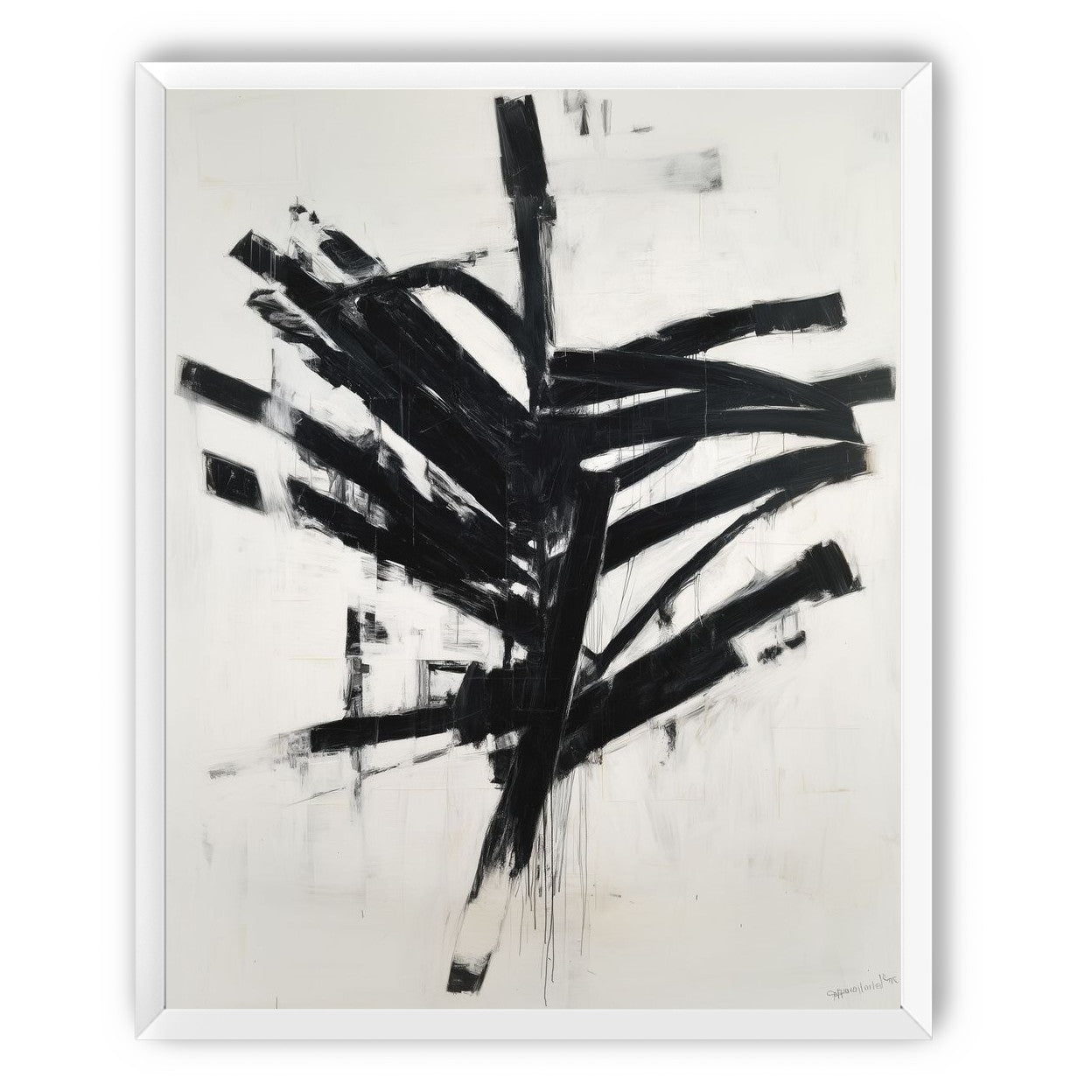 Black mass across white field