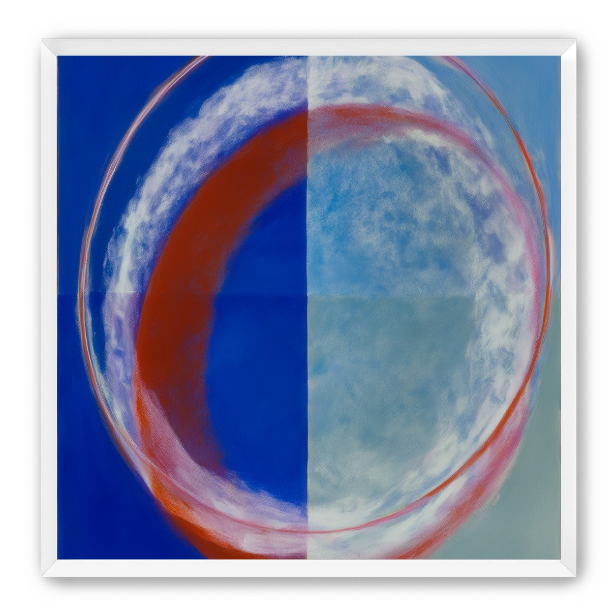Red rim on divided blue