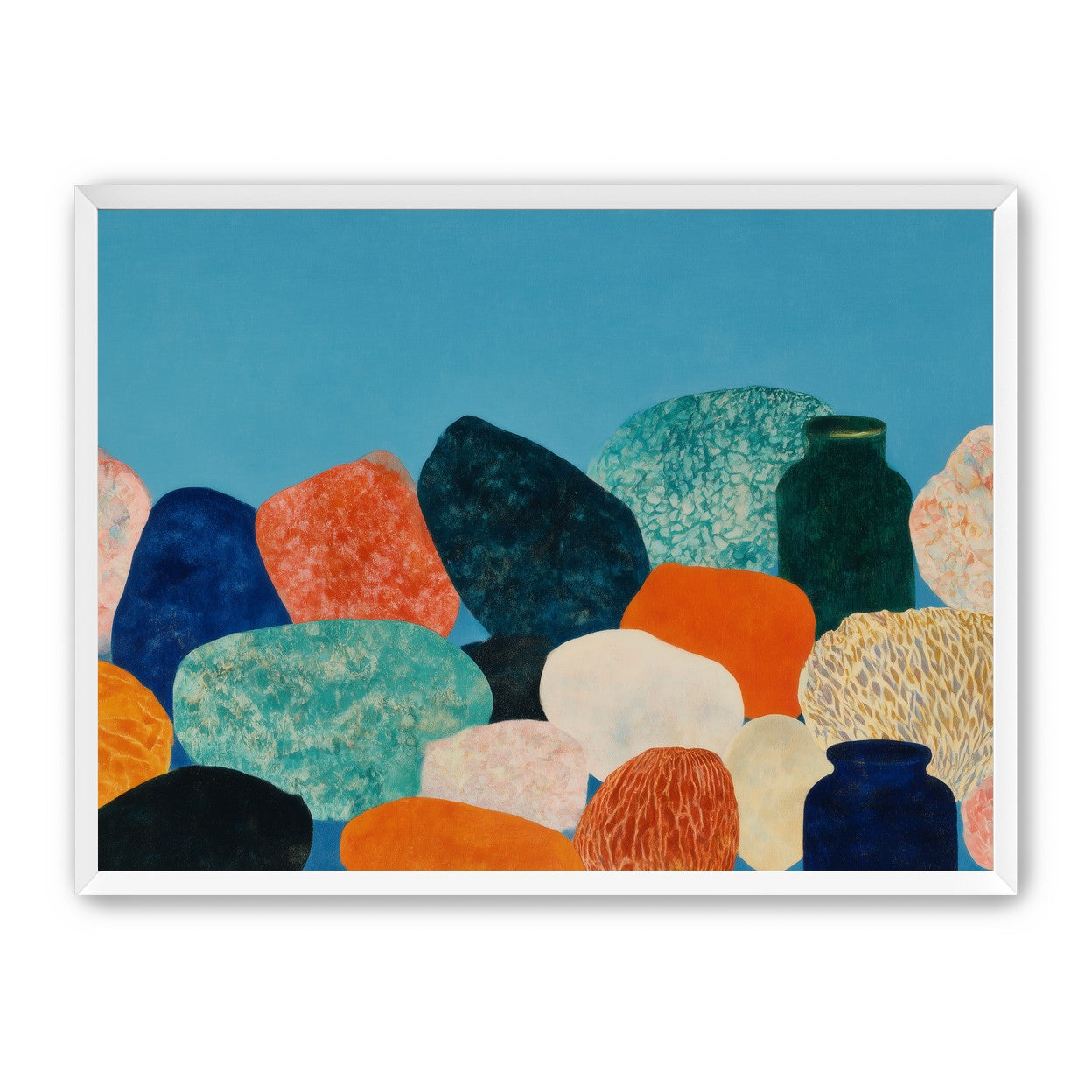 Stones beneath a blue field