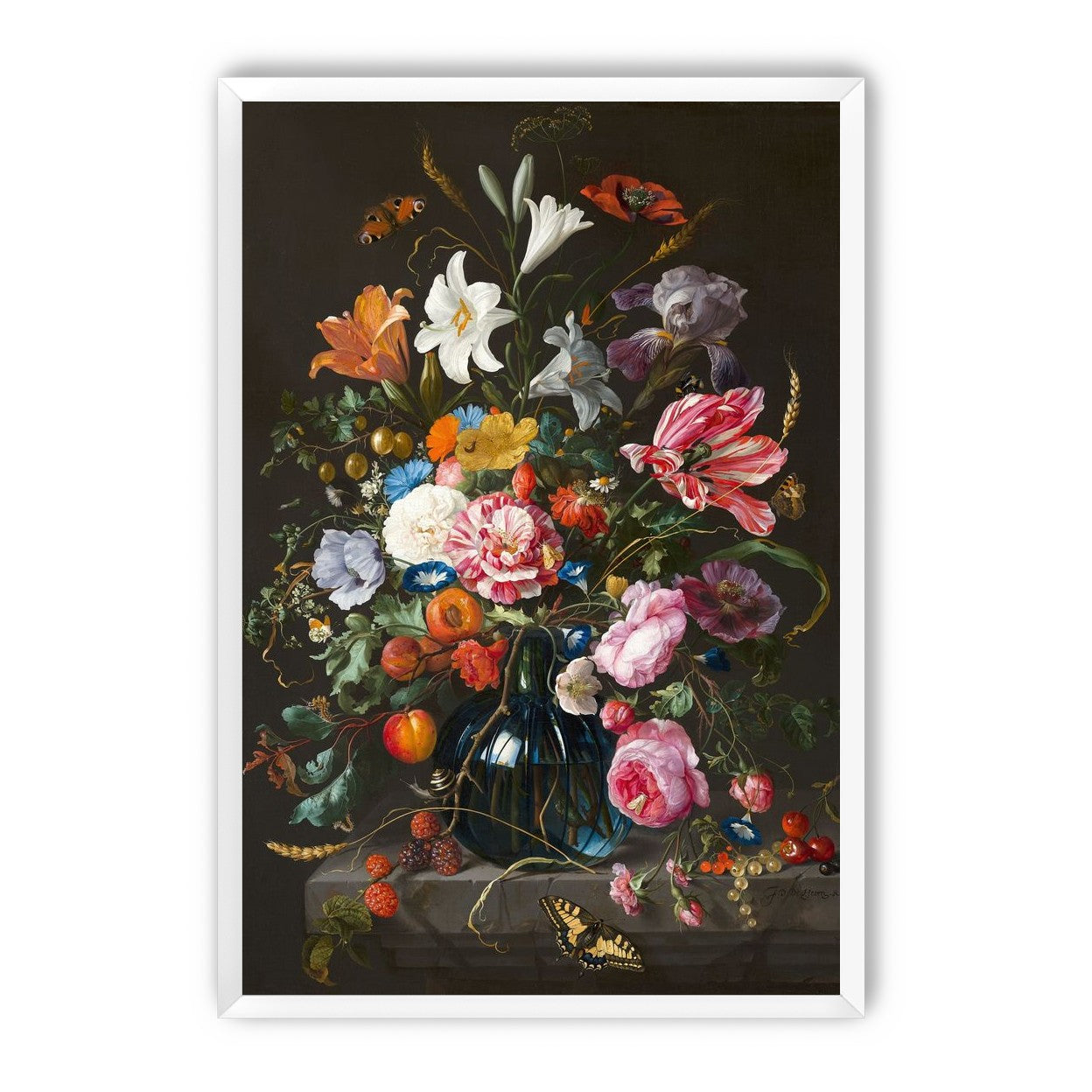 Butterflies over the blue vase