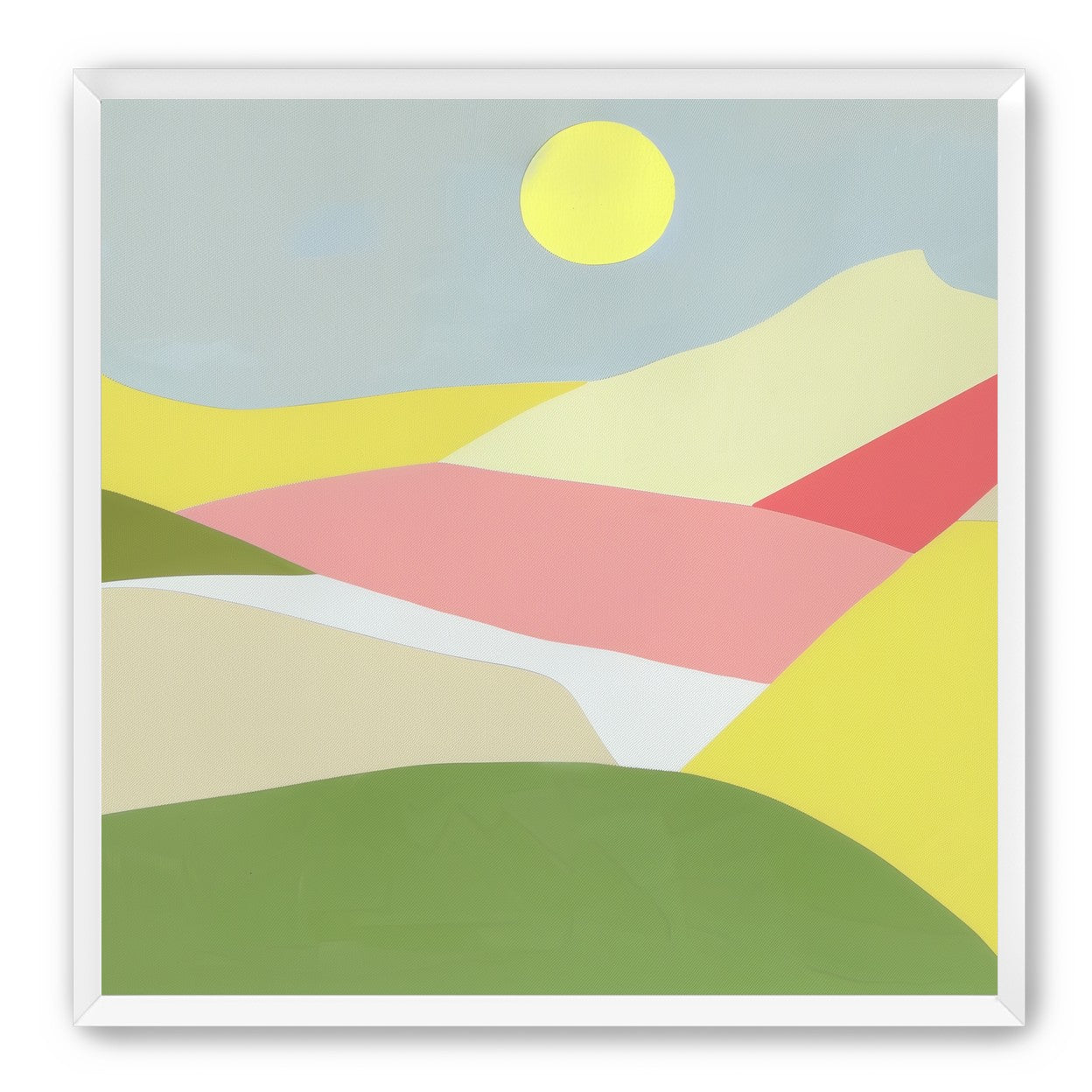 Yellow sun over red fields