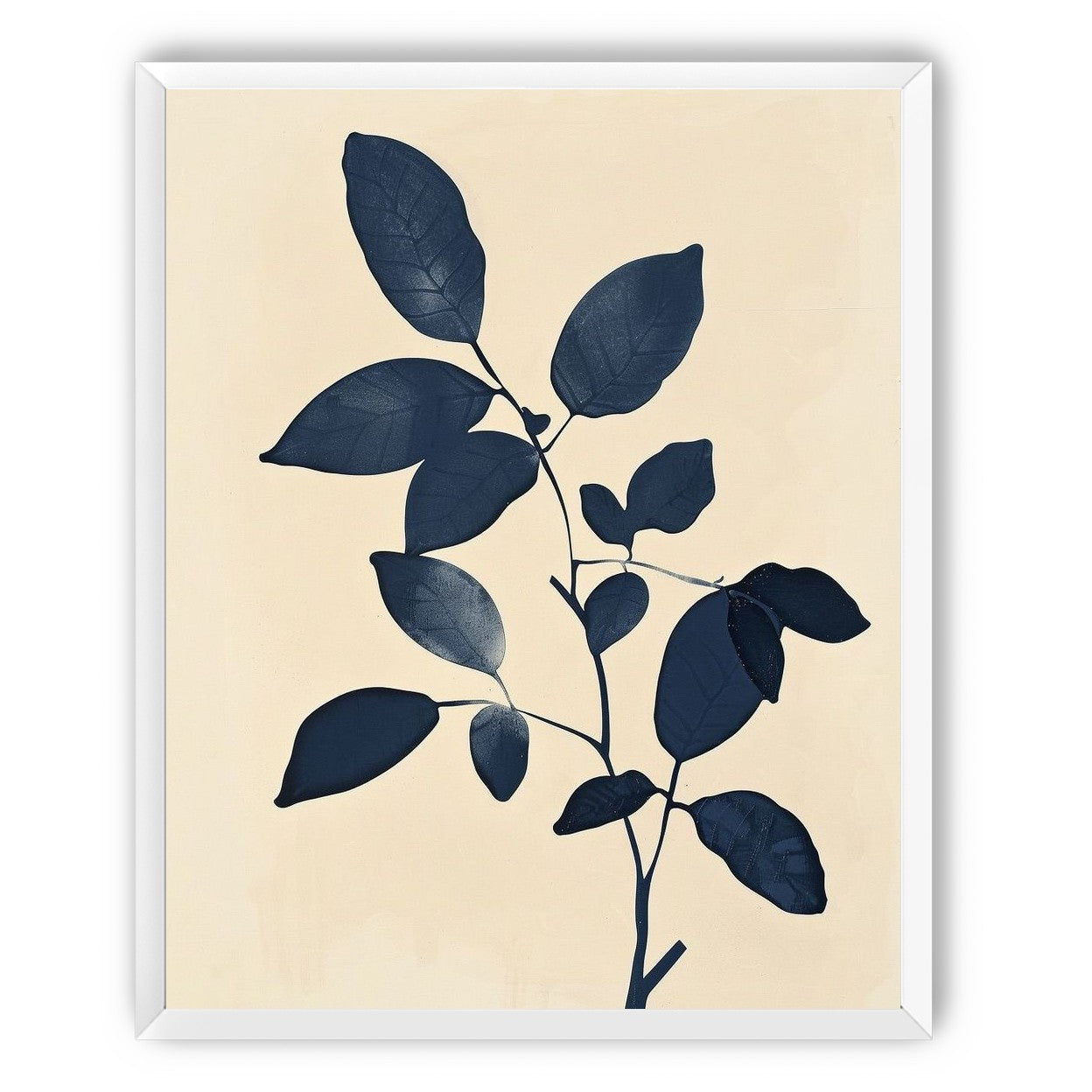 Indigo leaves on cream