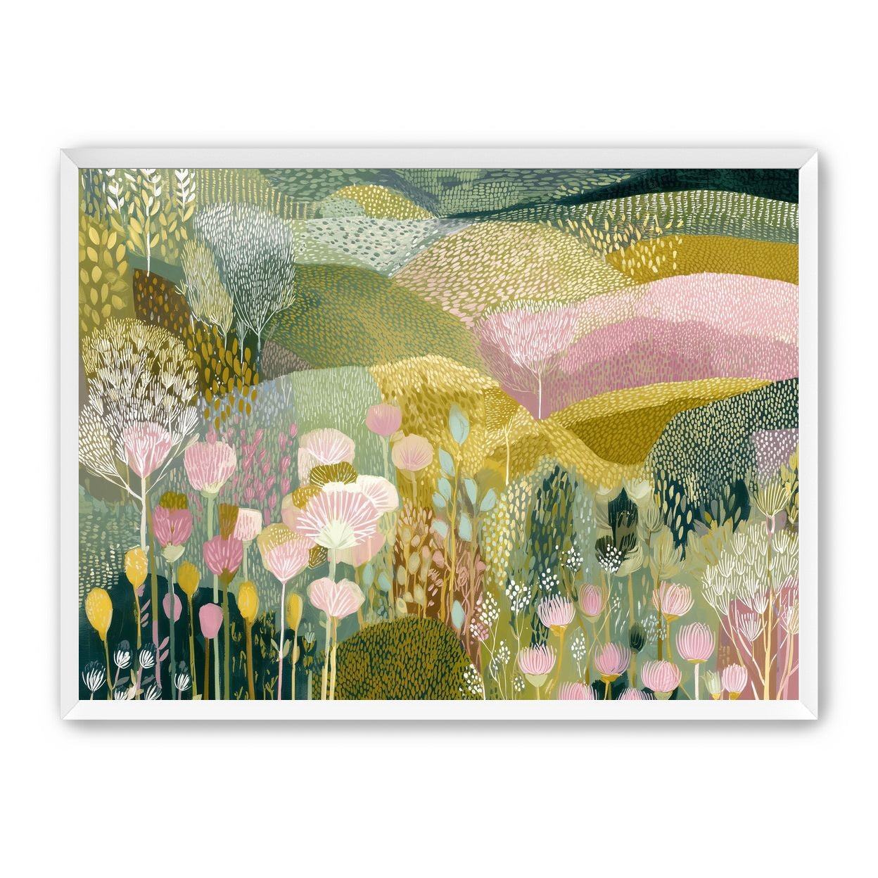 Patterned hills in bloom