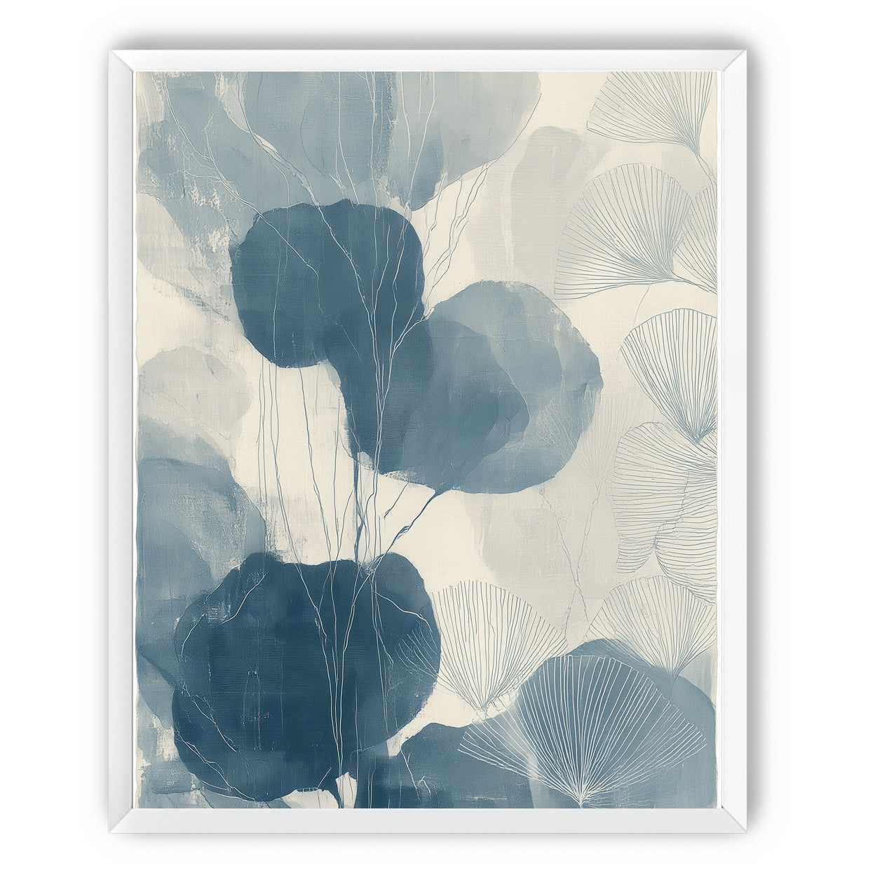 Ginkgo fans among round leaves