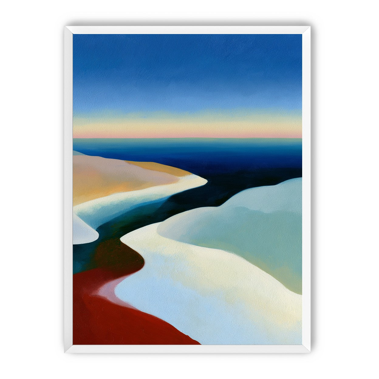 Blue sky over white dunes