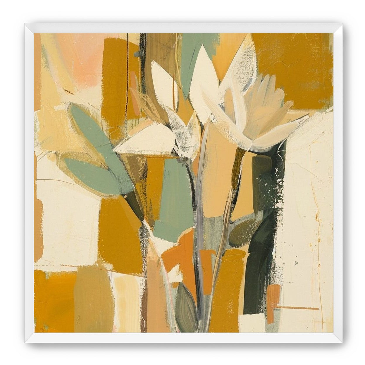 White flowers in ochre light
