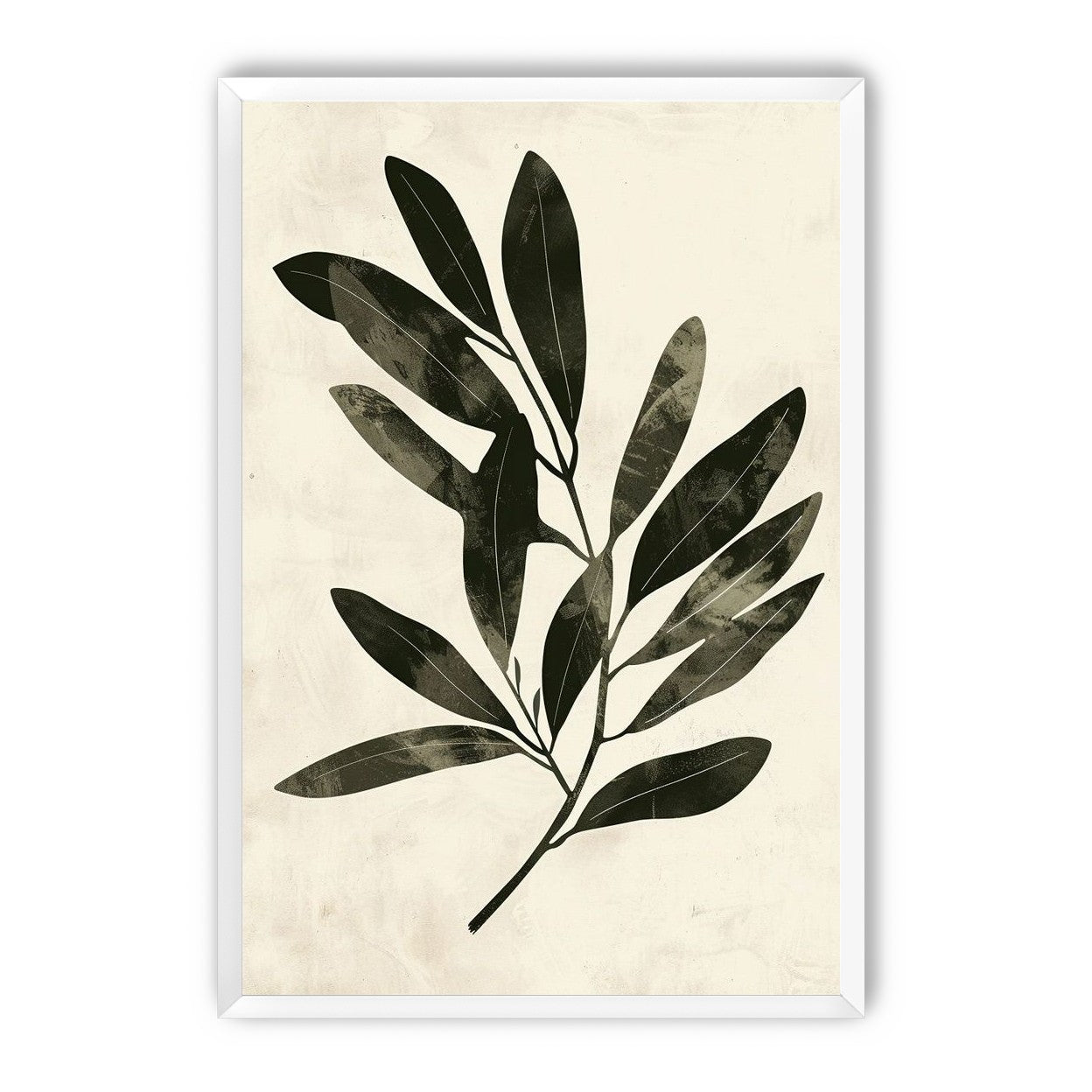 Charcoal leaves on ivory paper
