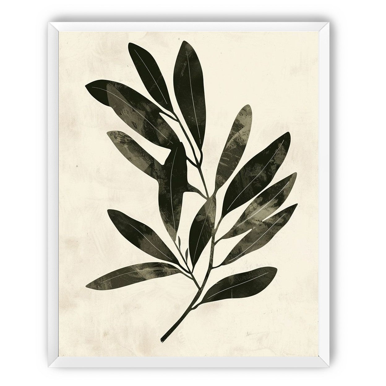 Charcoal leaves on ivory paper