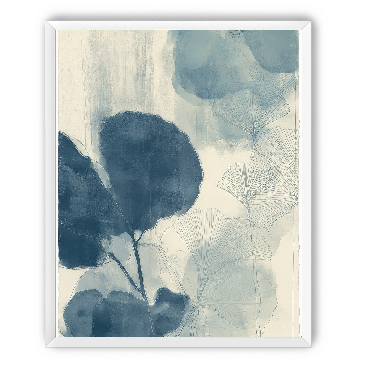 Indigo leaves on cream paper