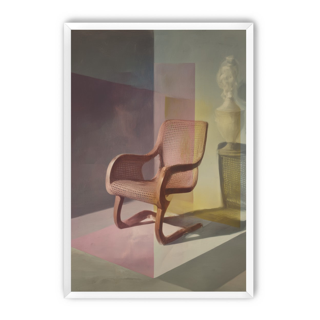 Cane chair within color panes