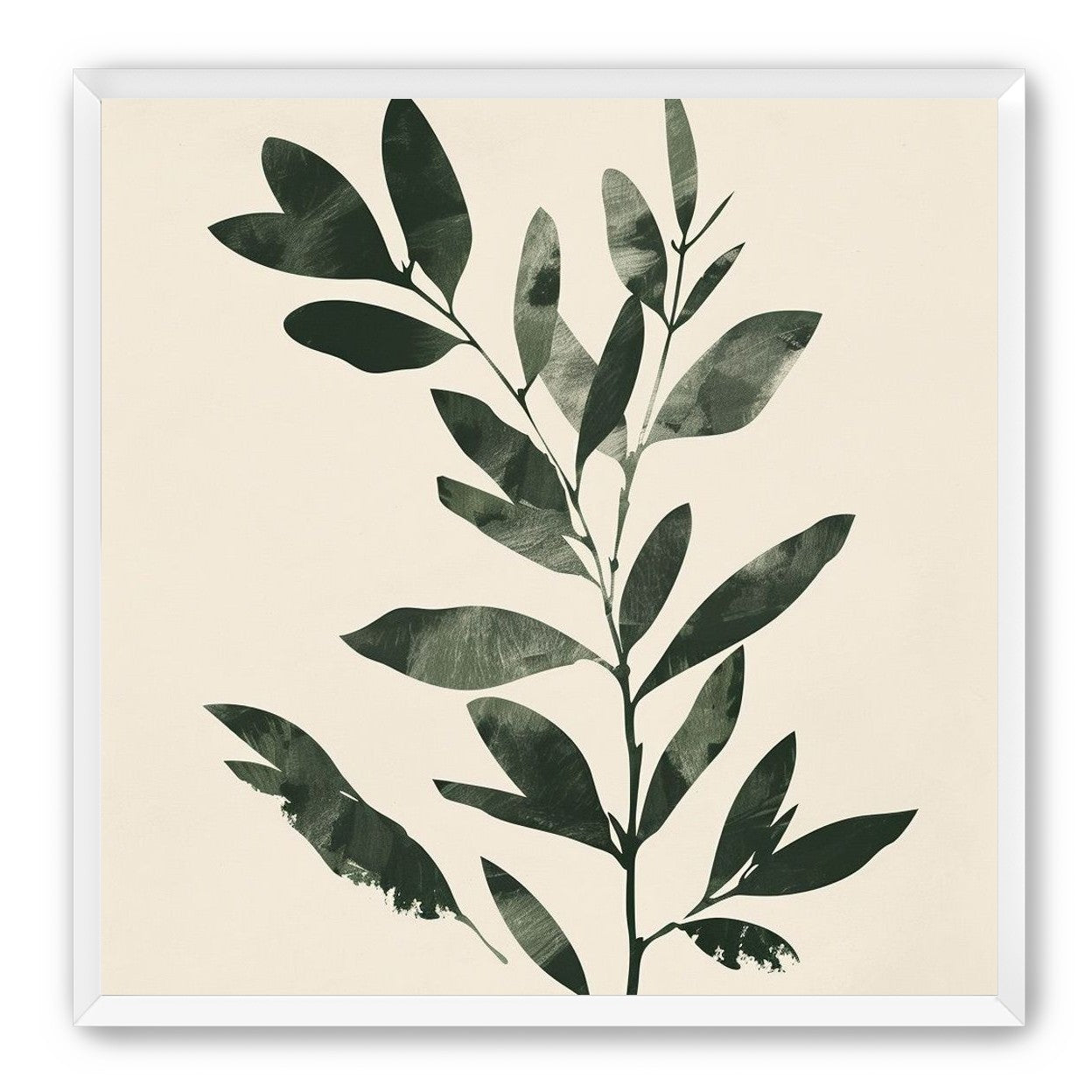 Dark green leaves on cream