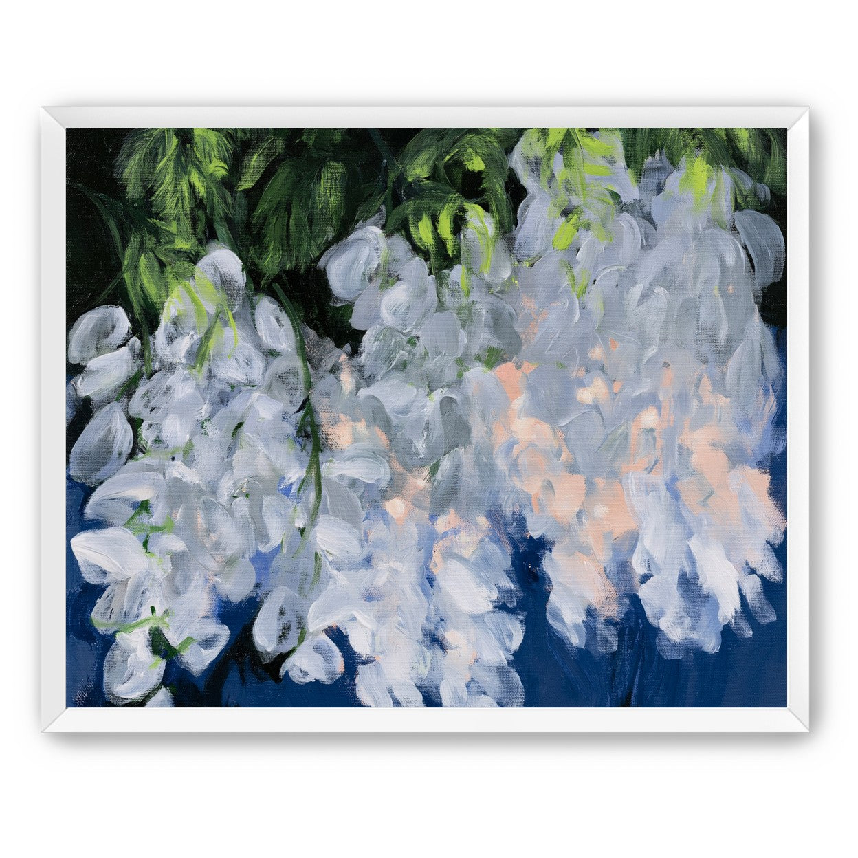 White blooms in blue shade