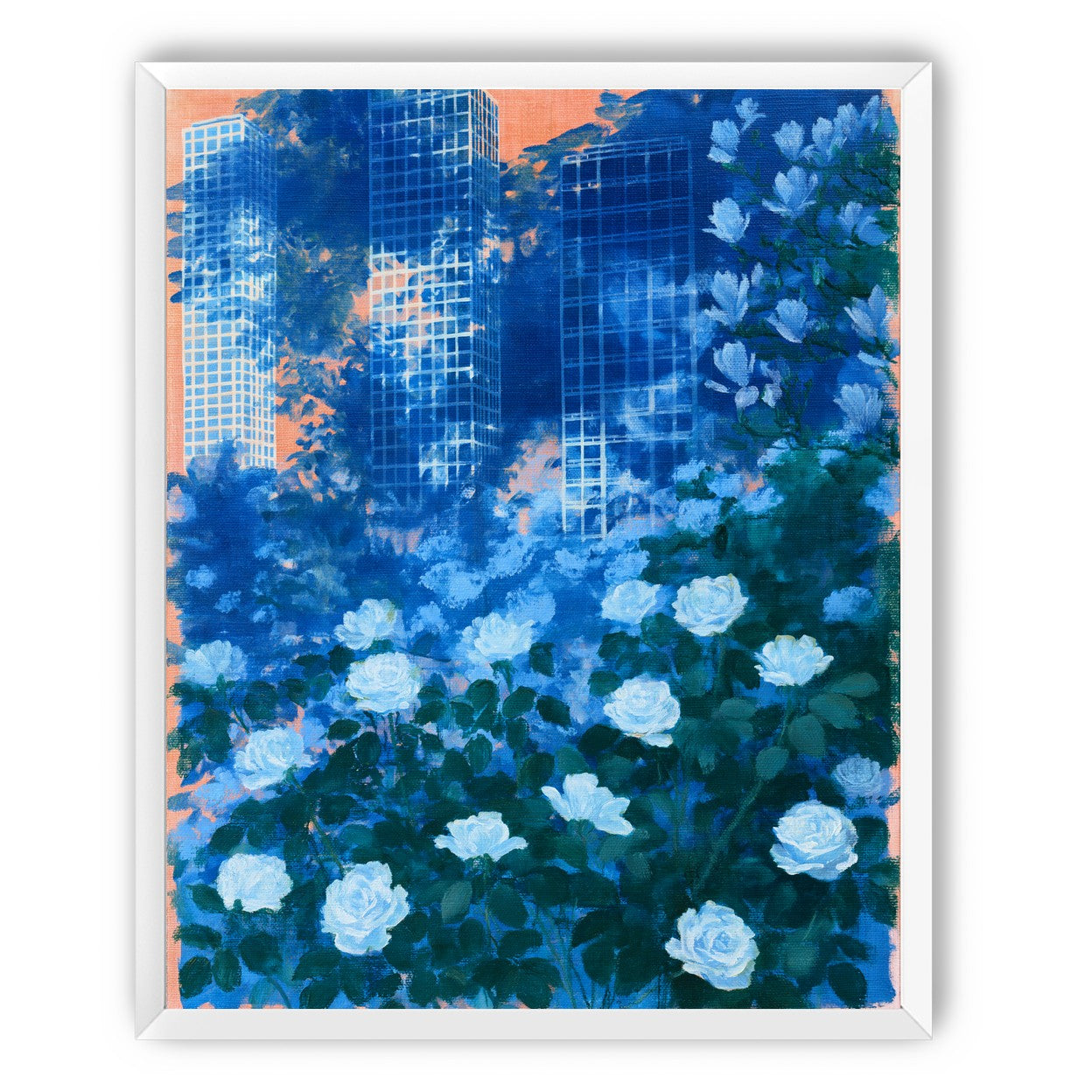 White roses before the towers