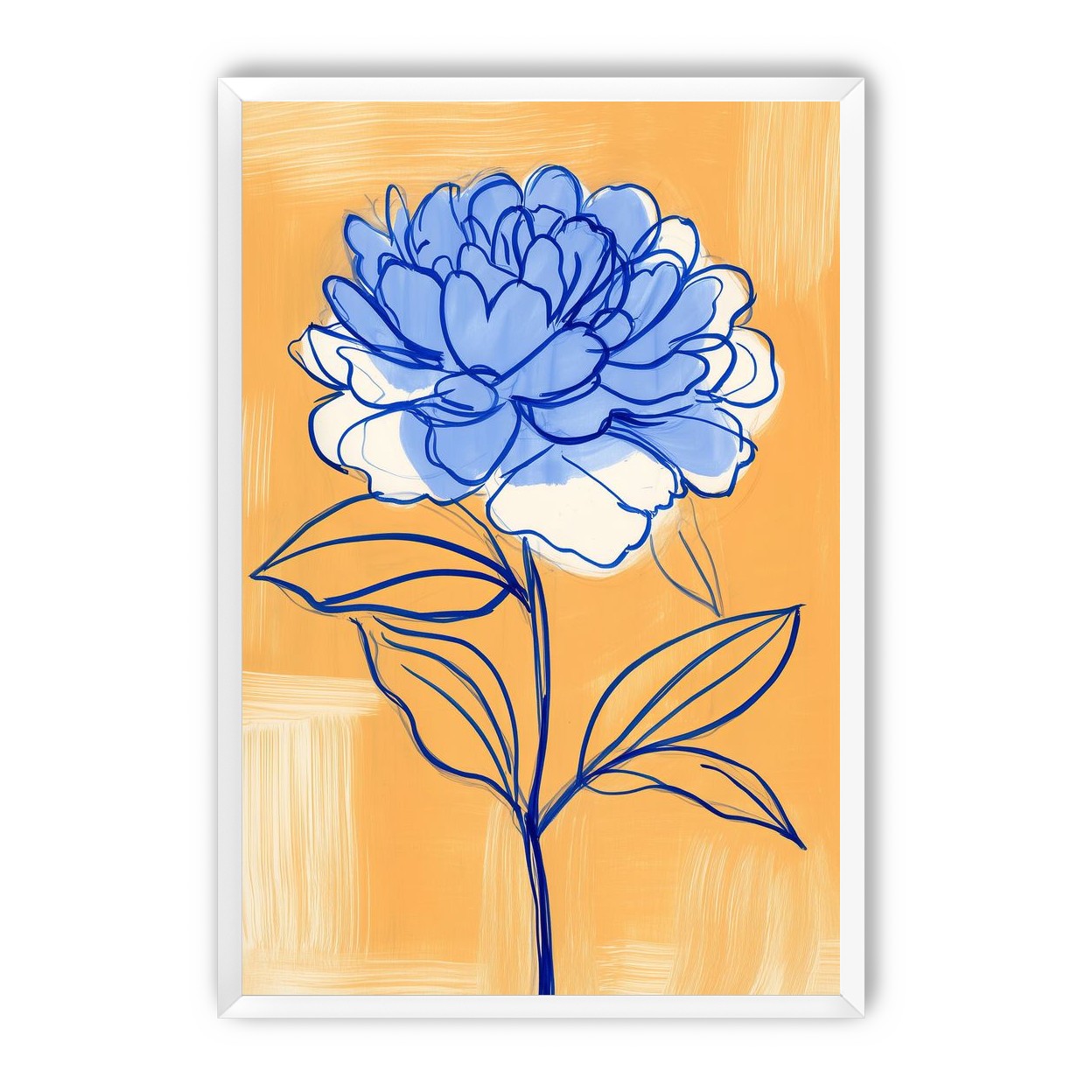 Blue Flower on Orange Field