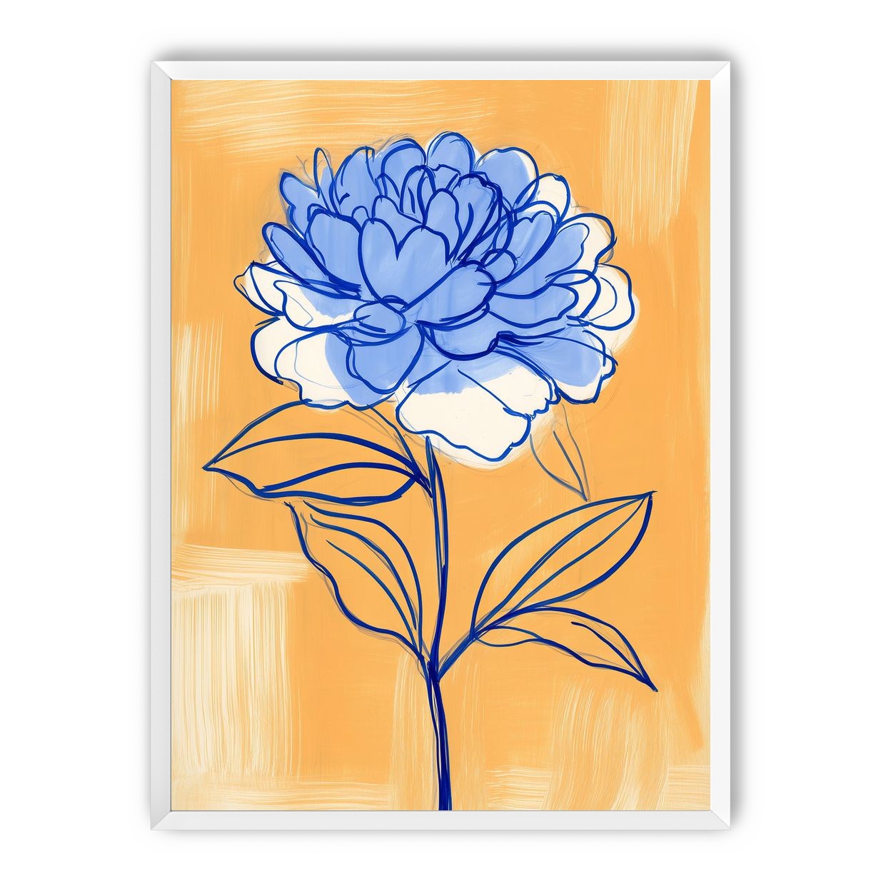 Blue Flower on Orange Field