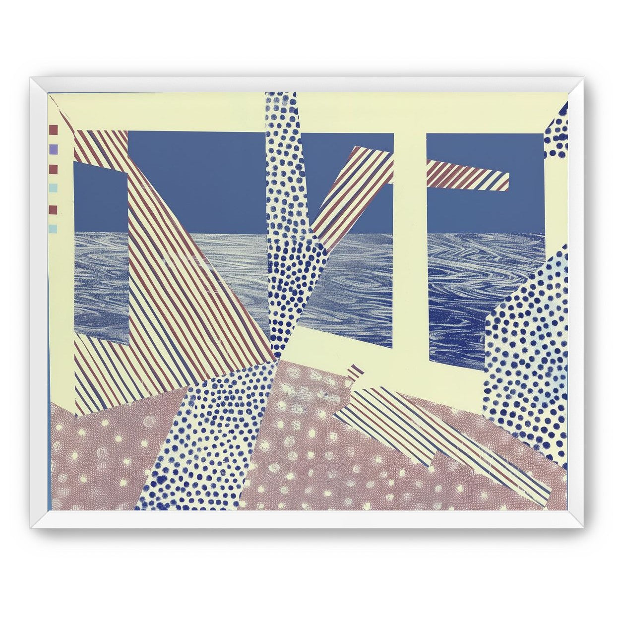 Stripes cut through dots