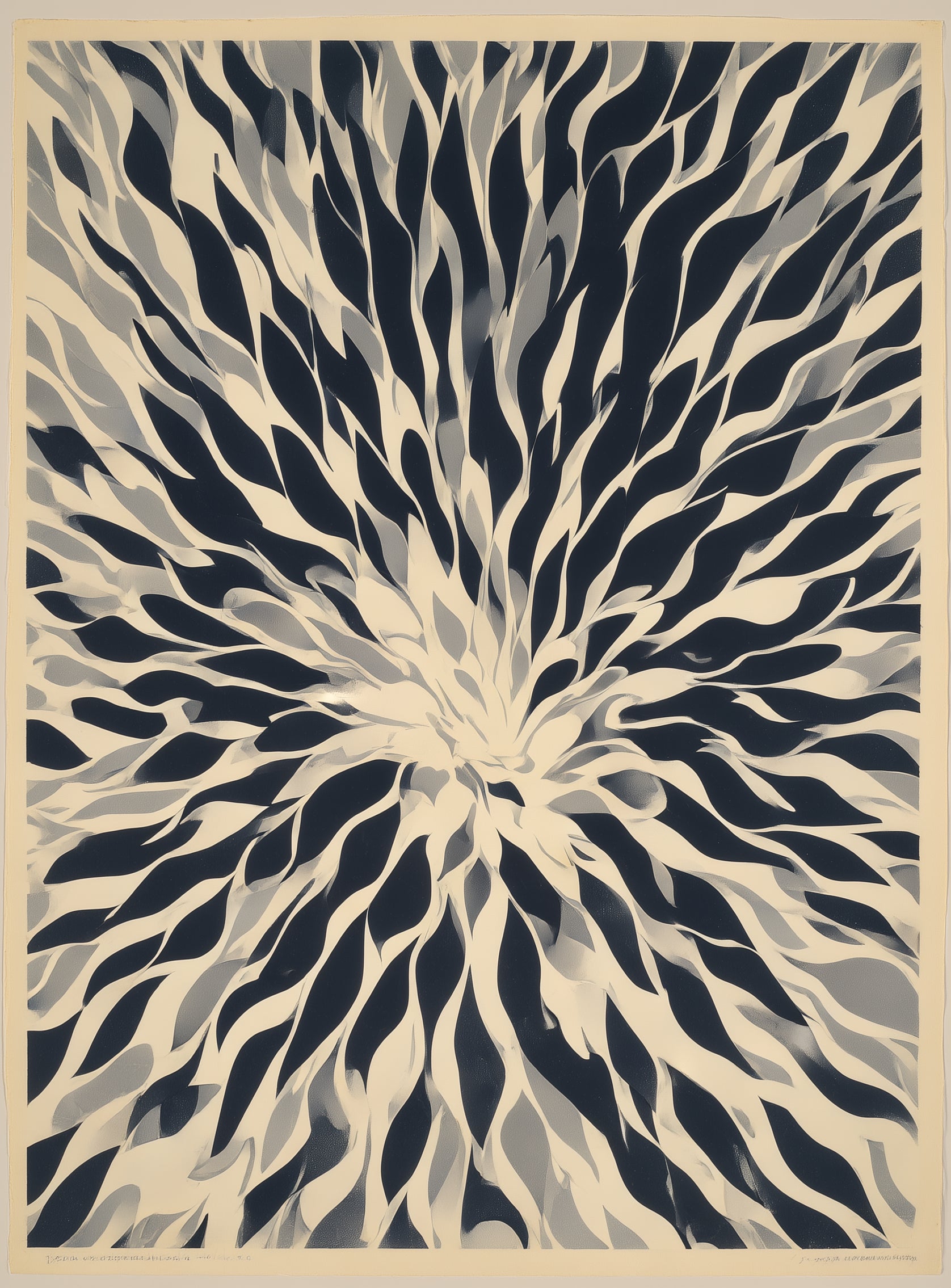 Dark forms around a white center